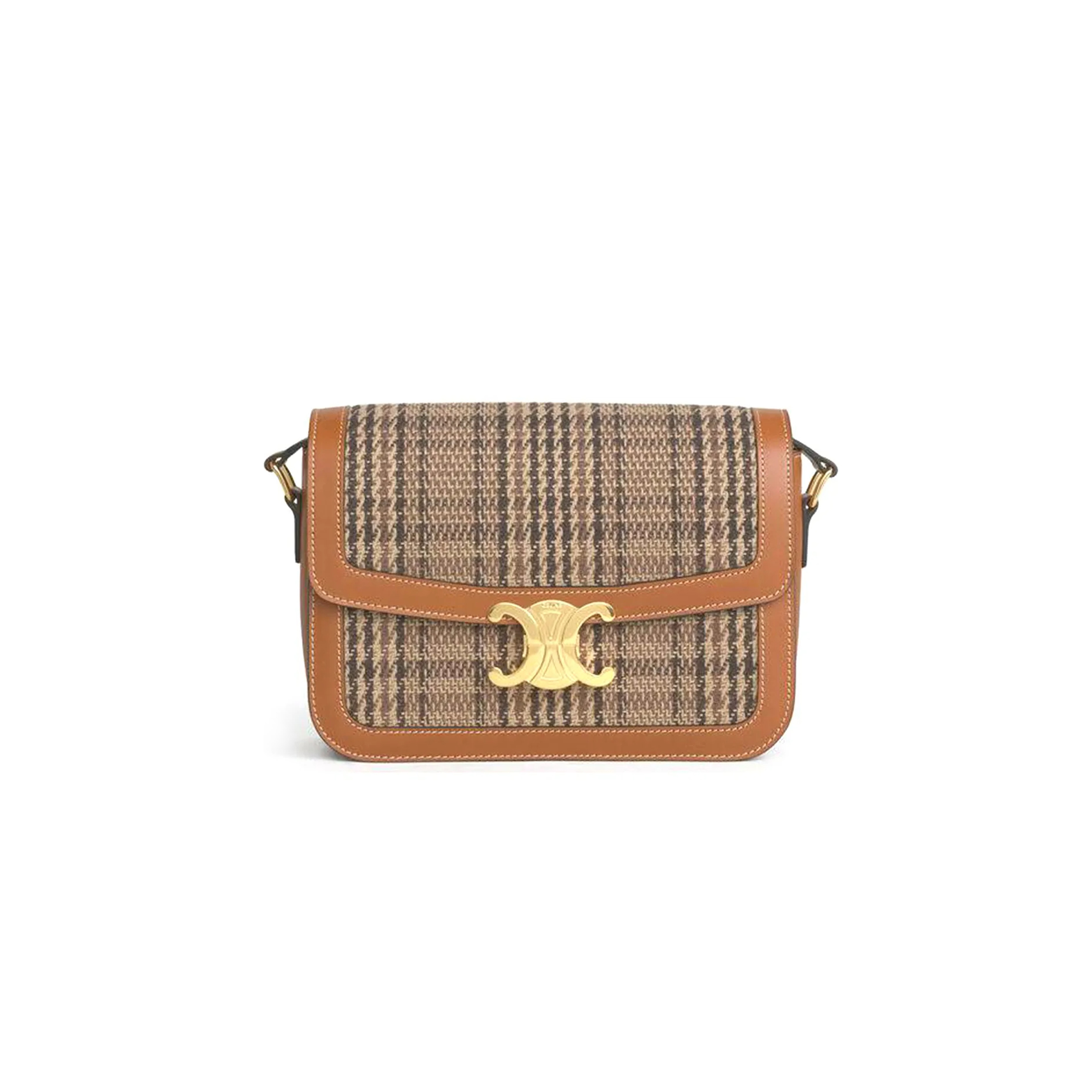 CELINE MEDIUM CLASSIQUE TRIOMPHE BAG IN FABRIC AND CALFSKIN 191242CXX.19RT (22.5*16.5*7.5cm)